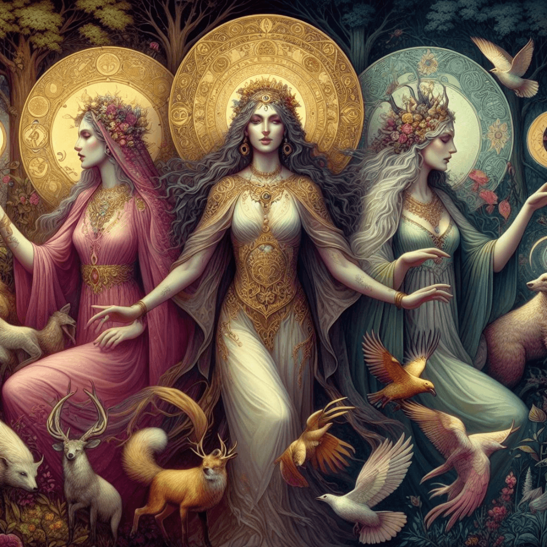 Maid-Mother-Crone triple goddess imagery