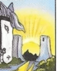Rising sun between two towers-Death RWS Tarot