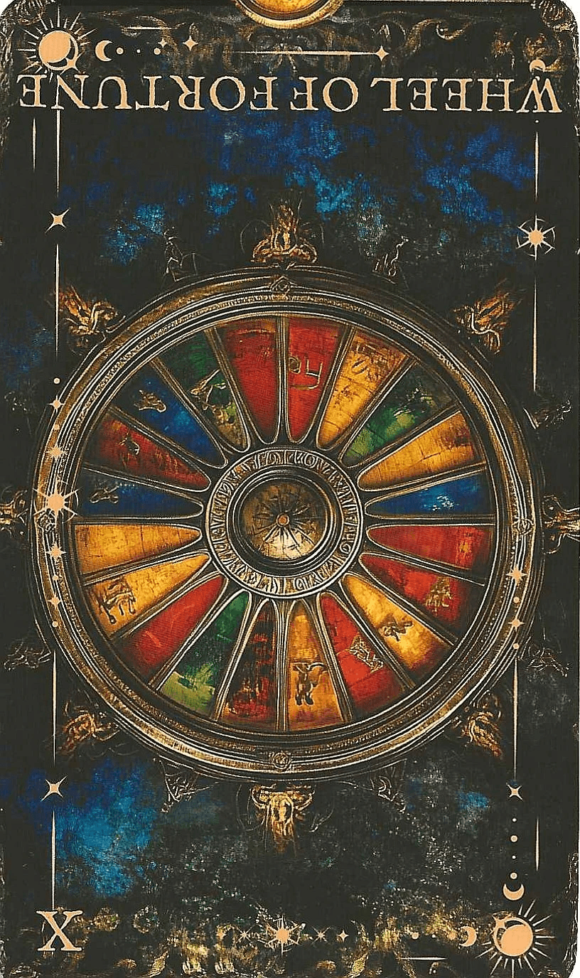 Arcane Tarot- Key 10 -Wheel of Fortune Tarot reversed symbology