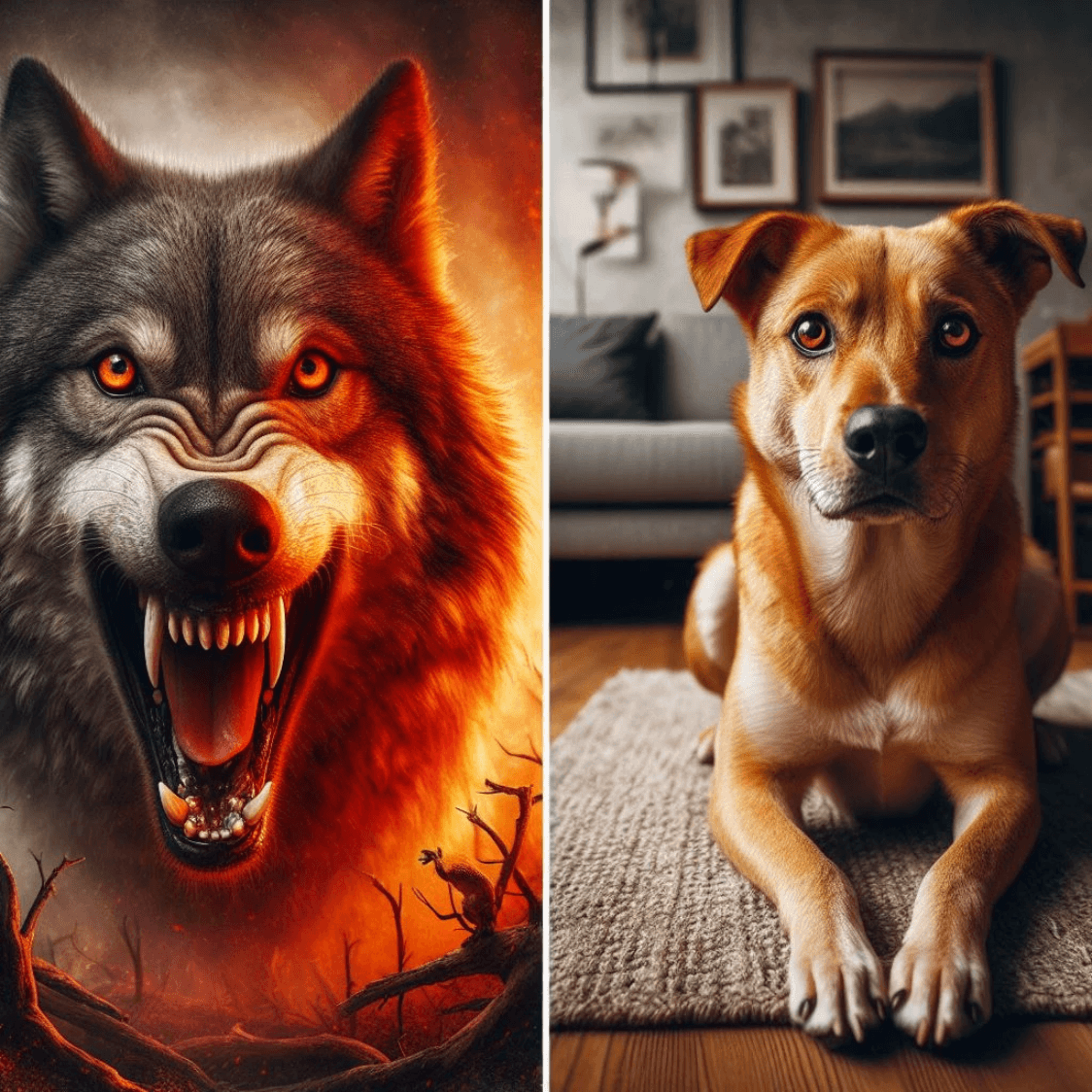 Wolf to Dog imagery of domesticated concsiousness