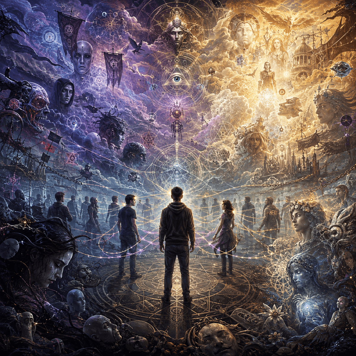 Egregore spell on the collective mind imagery