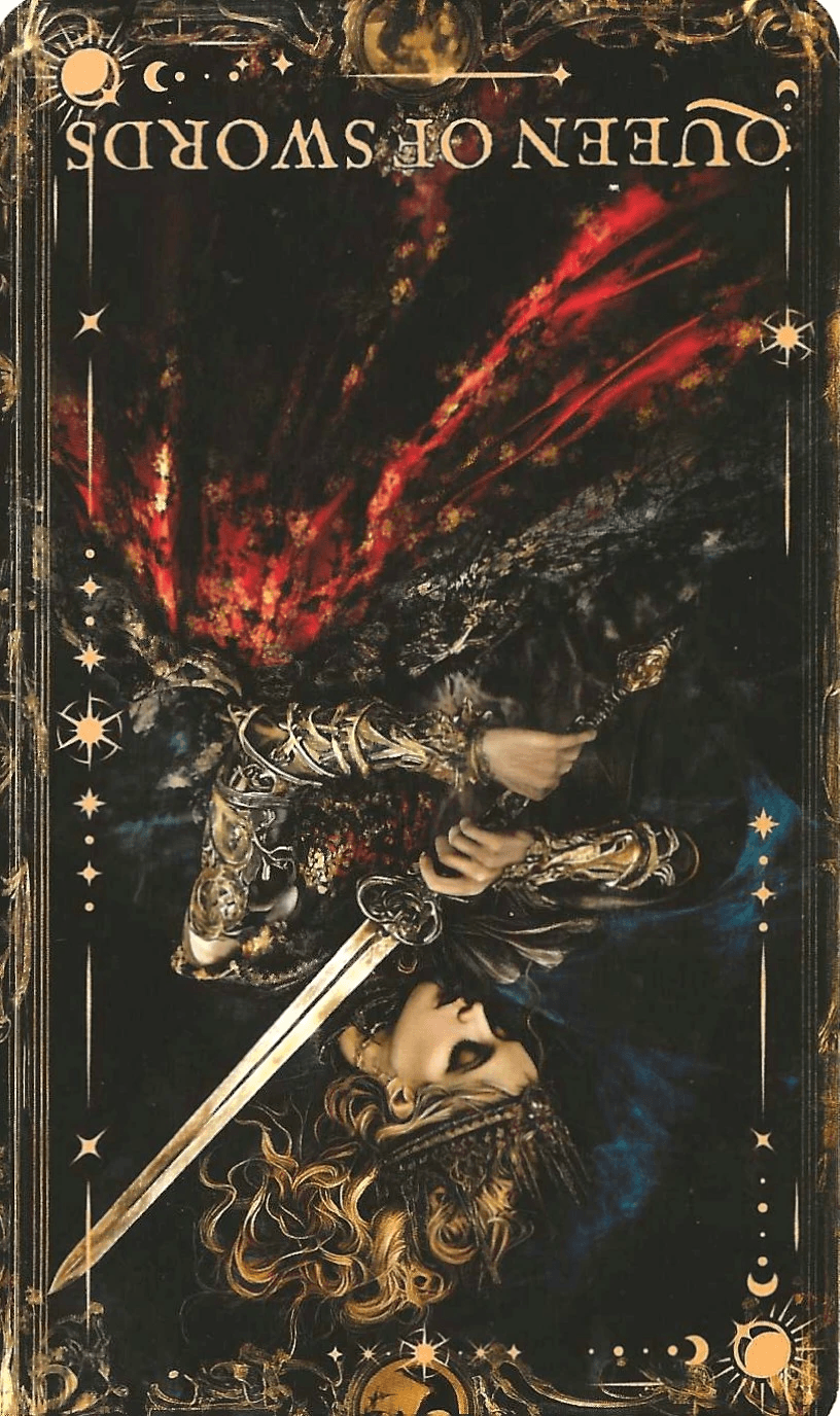The Arcane Tarot- Queen of Swords-reversed imagery