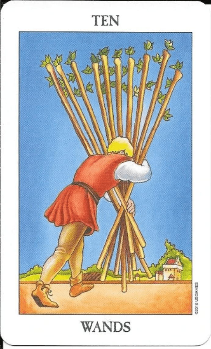 The Rider Waite Smith -10 of Wands-image of burnden