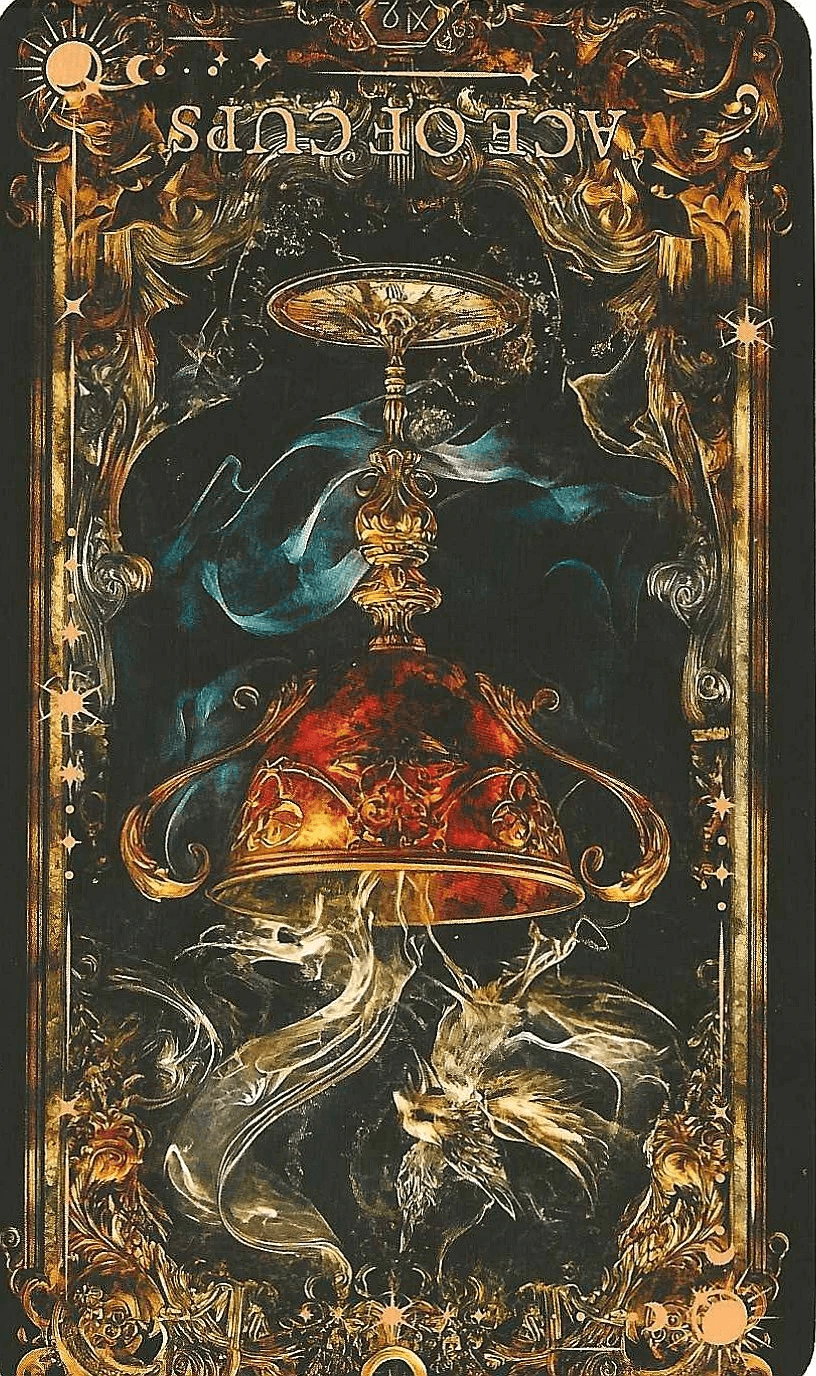 Reversed imagery of the Arcane Tarot -Ace of Cups card