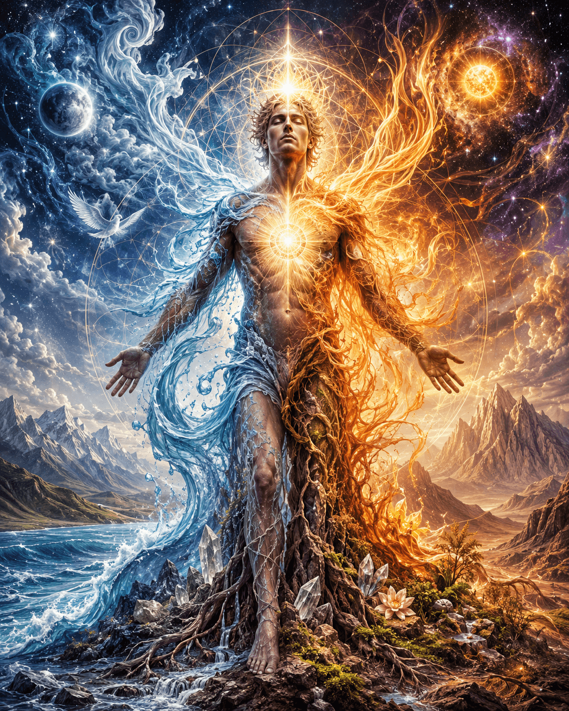 Human as fire, air, water and earth