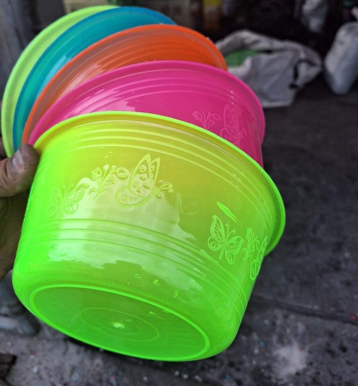 A basin made of fluorescent pigment