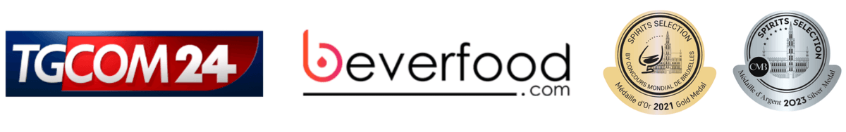 Loghi Tgcom24, Beverfood e medaglie Spirits Selection Gold e Silver che citano i liquori artigianali MR.Liquor