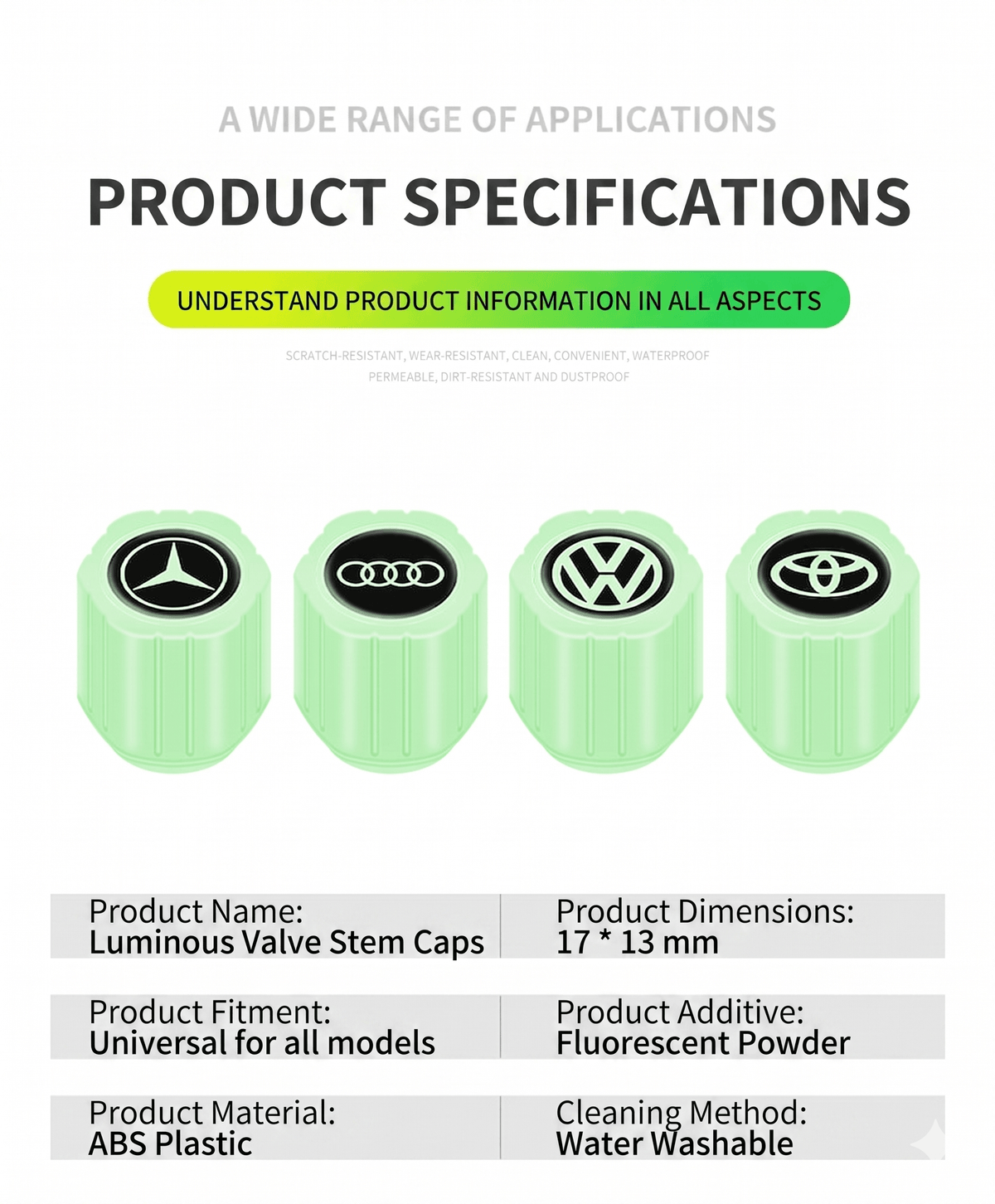 Universal Luminous Tire Valve Caps — Glow in the Dark