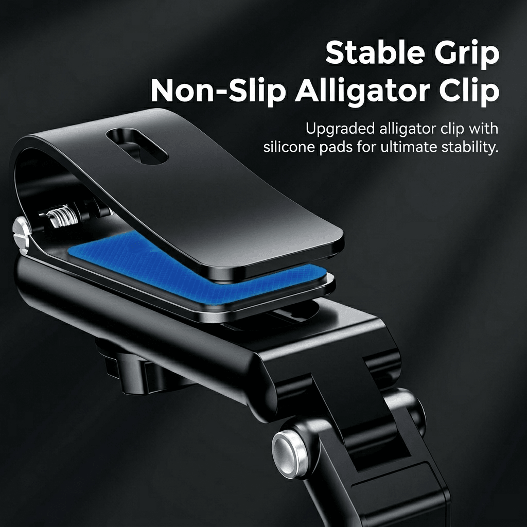 Universal Sun Visor Car Phone Holder — 1080° Rotation & Stable Grip