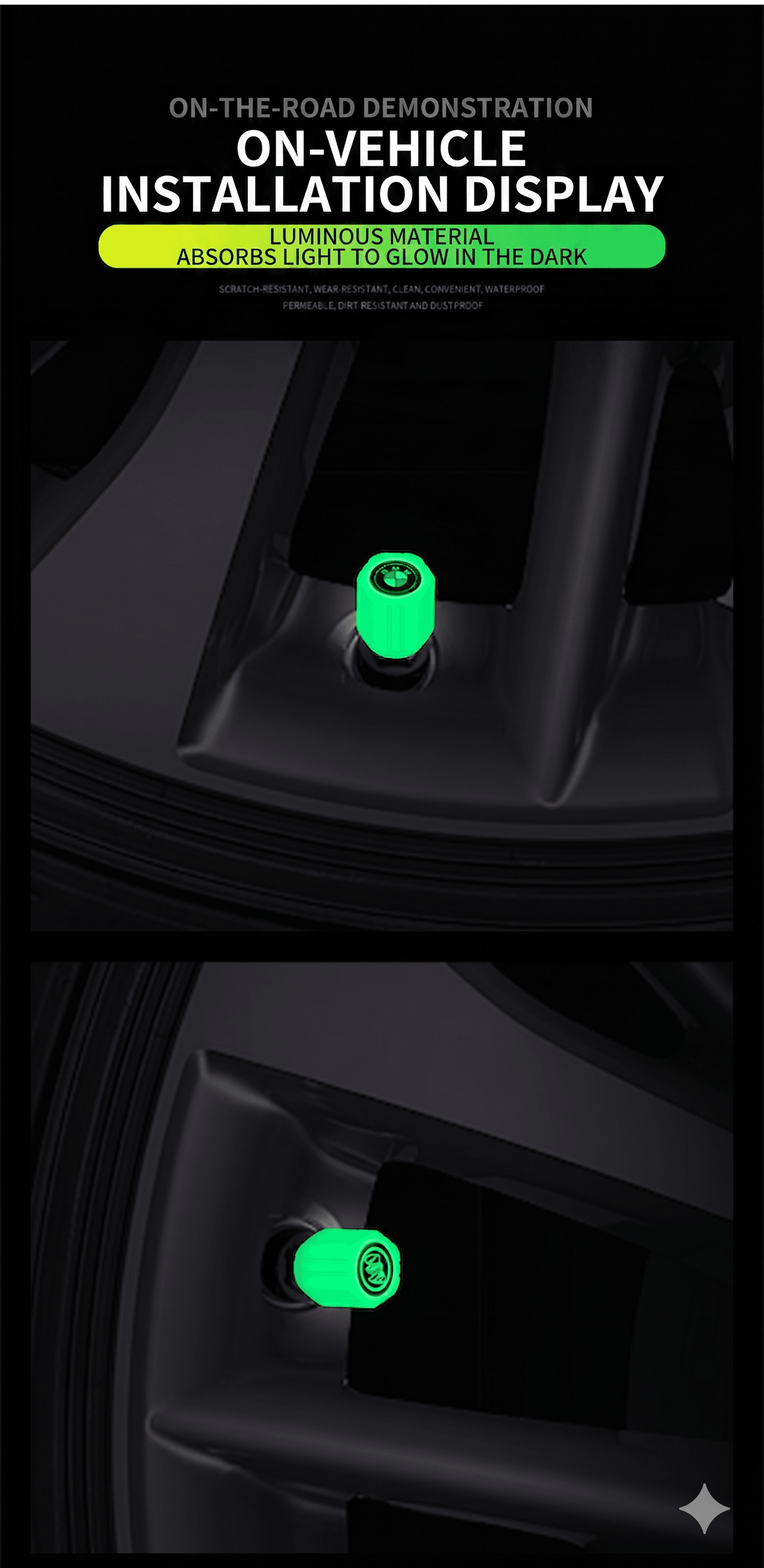Universal Luminous Tire Valve Caps — Glow in the Dark