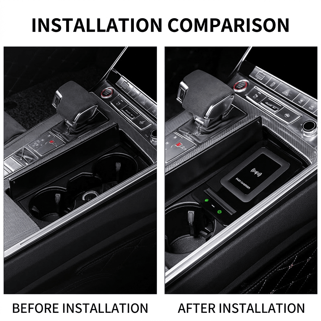 Premium Center Console Wireless Charger — Seamless Integration for Audi A6L & A7 Series (2019-2024)