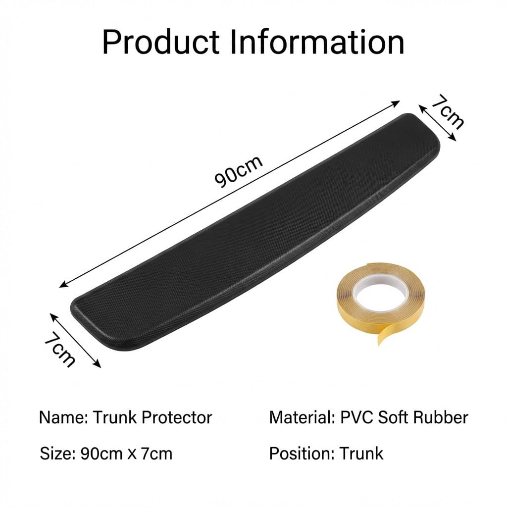 Universal 3D PVC Car Trunk Protector Strip | Heavy-Duty Anti-Collision Bumper Guard