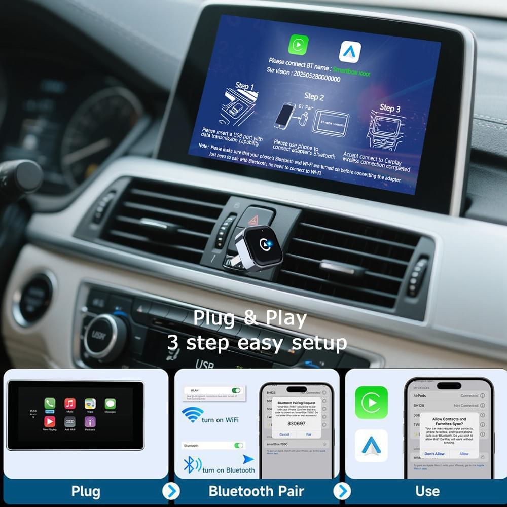 Wireless CarPlay & Android Auto 2-in-1 Adapter - Universal Wireless Dongle