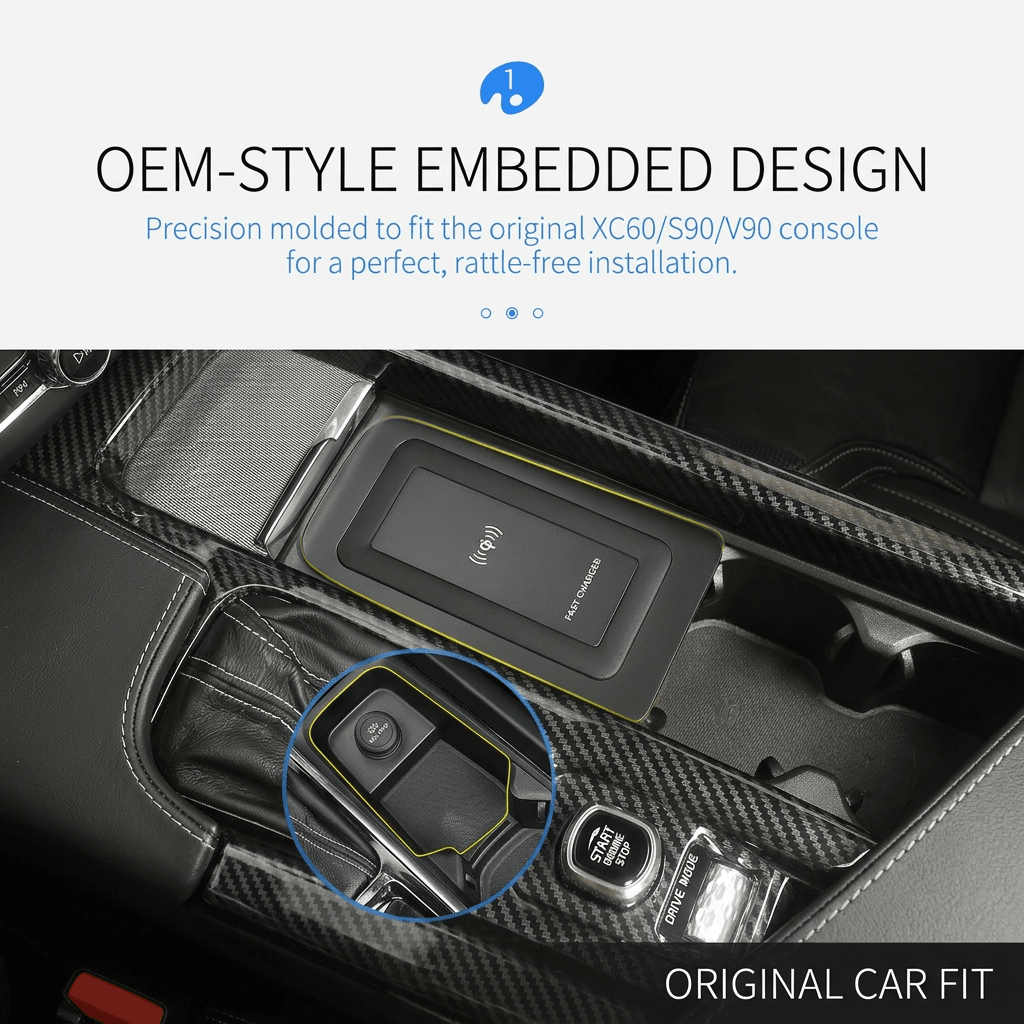 Premium Center Console Wireless Charger — Seamless Integration for Volvo Series