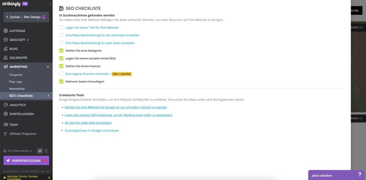 Strikingly SEO-Checkliste