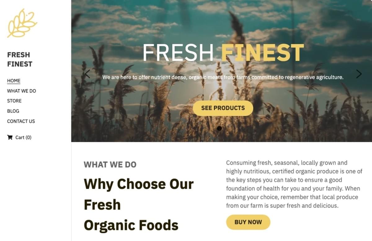 Fresh Finest Sjabloon van Strikingly