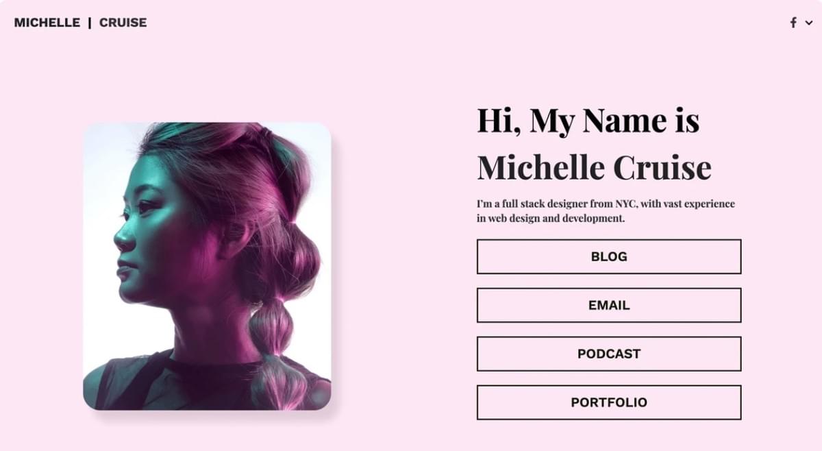 Michelle Cruiste Template da Strikingly