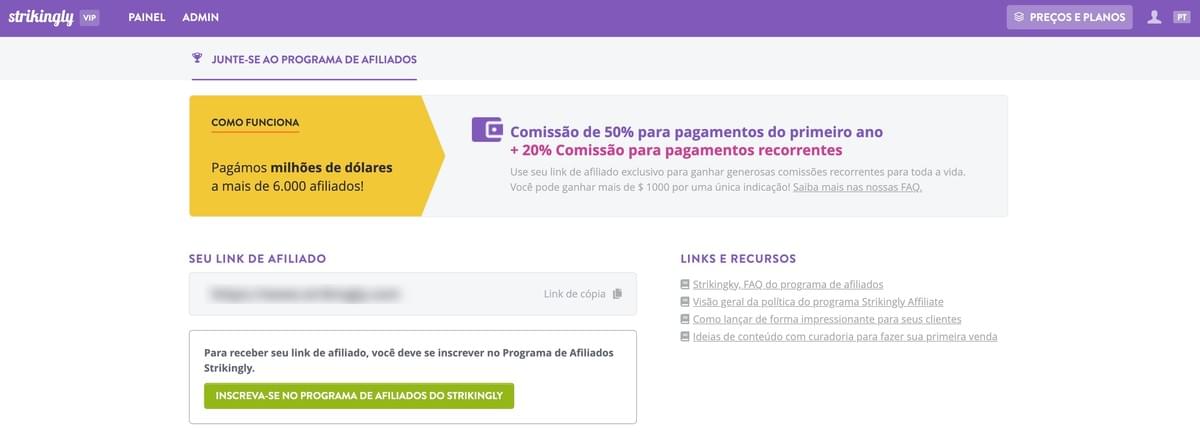 Programa de Afiliados Strikingly