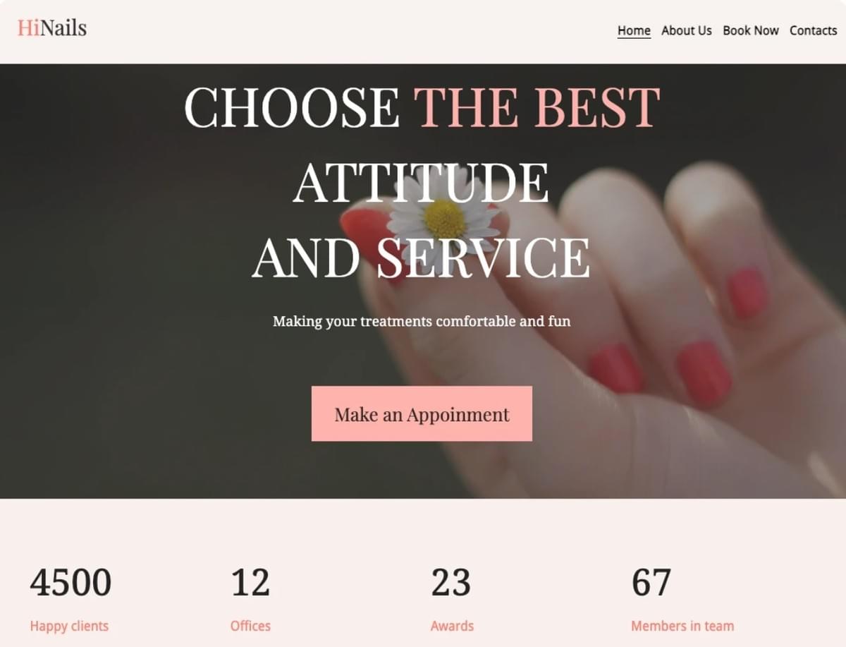 Modelo de Nail Bar da Strikingly