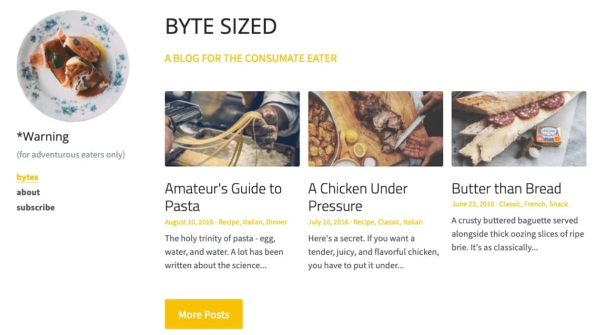 Byte Sized Blog Template van Strikingly