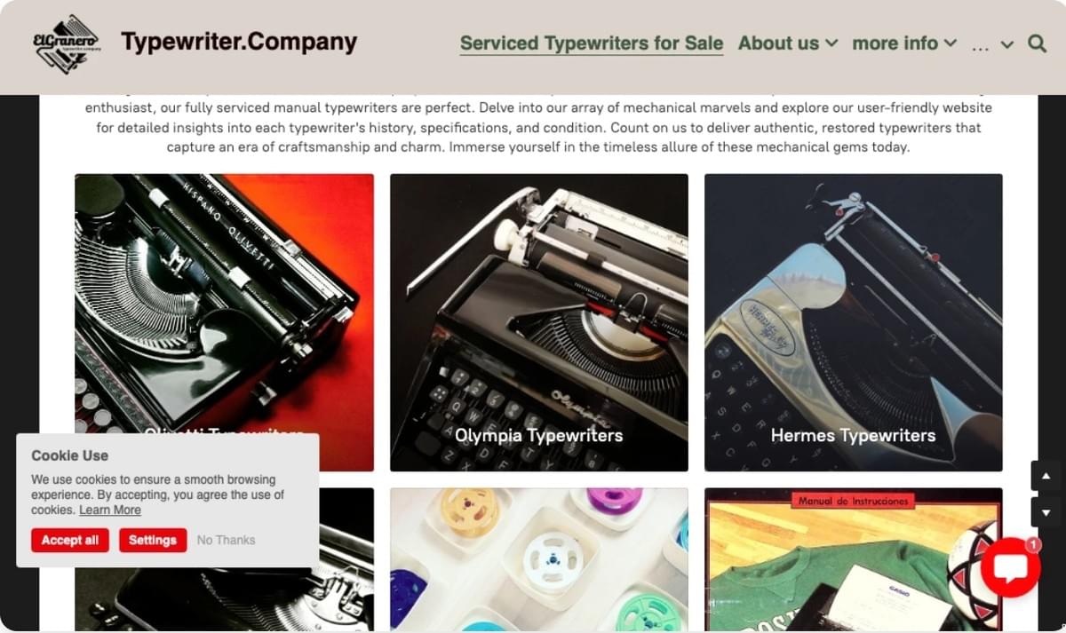 Notificação de cookies no site Strikingly