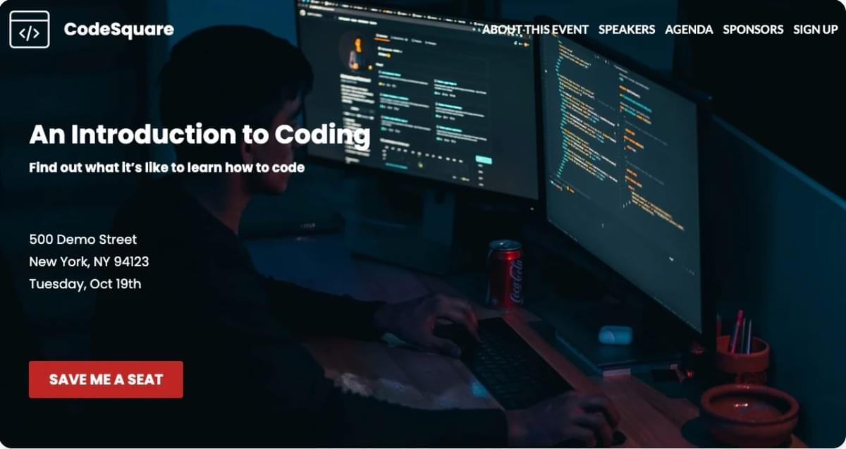 CodeSquare-Vorlage von Strikingly