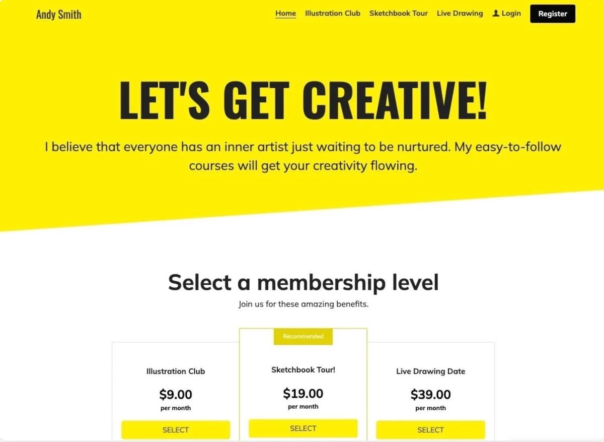 Laten We Creatief Worden Sjabloon van Strikingly