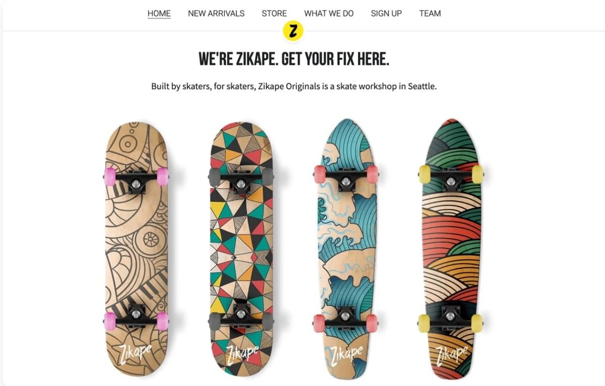 Template Zikape da Strikingly