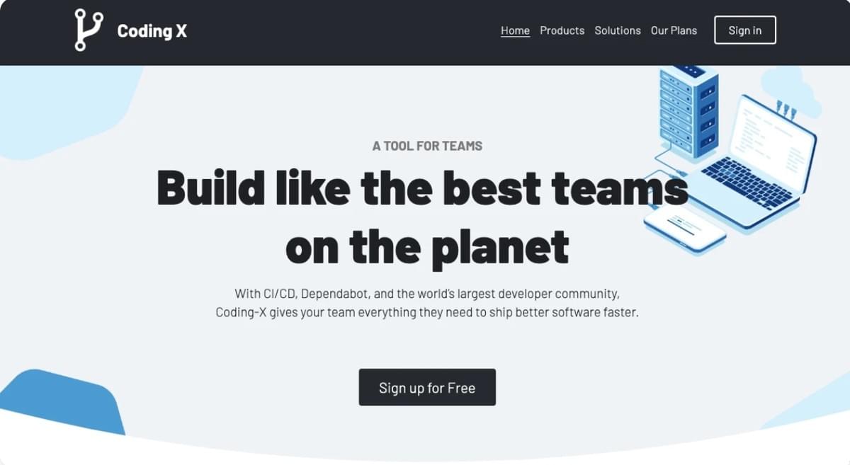 Coding X Sjabloon van Strikingly