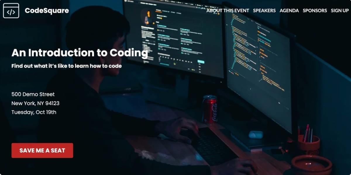 Template CodeSquare da Strikingly