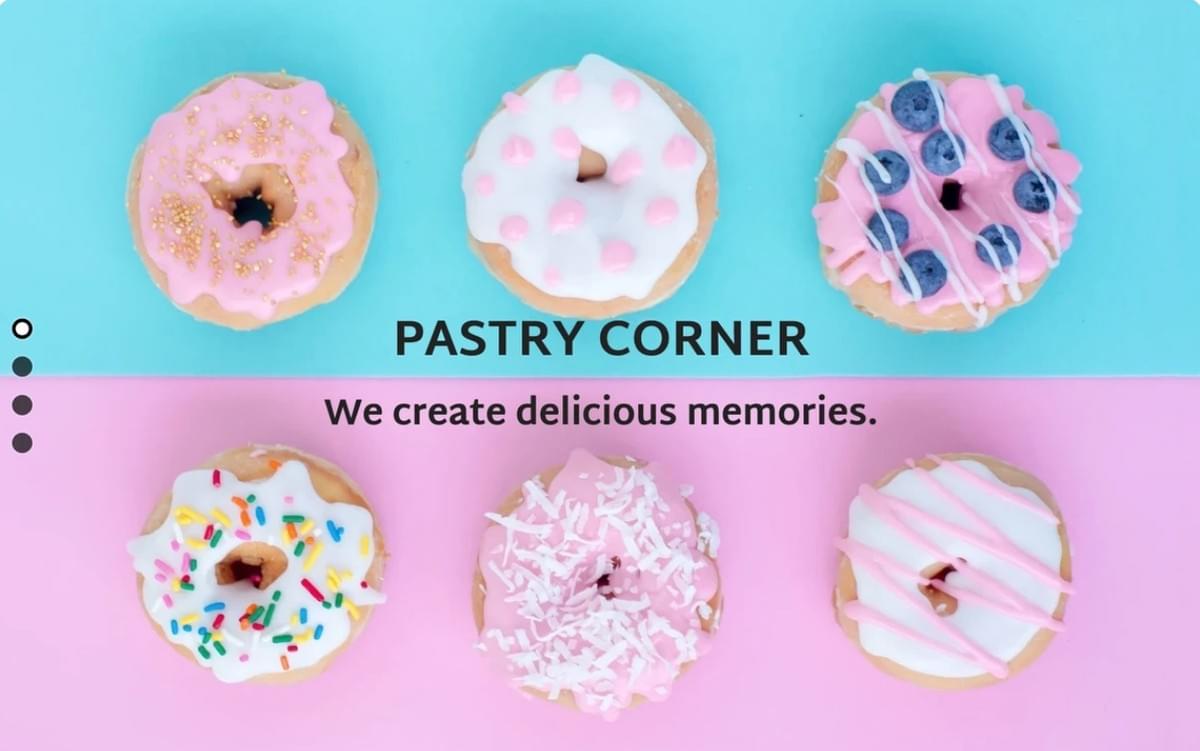 Modelo Pastry Corner da Strikingly