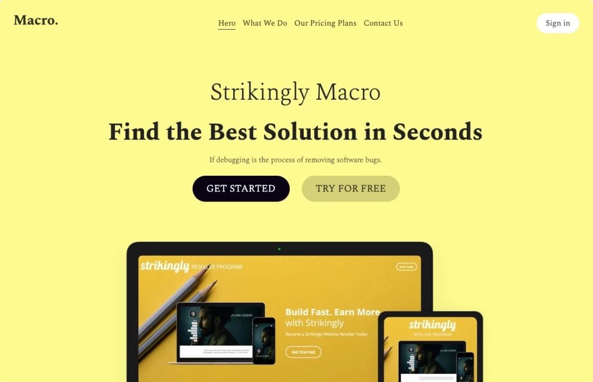 Macro: Template de Vendas B2B da Strikingly