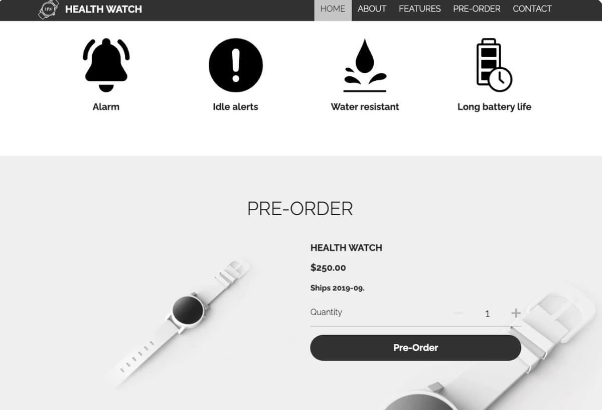 Modelo de Saúde Watch da Strikingly