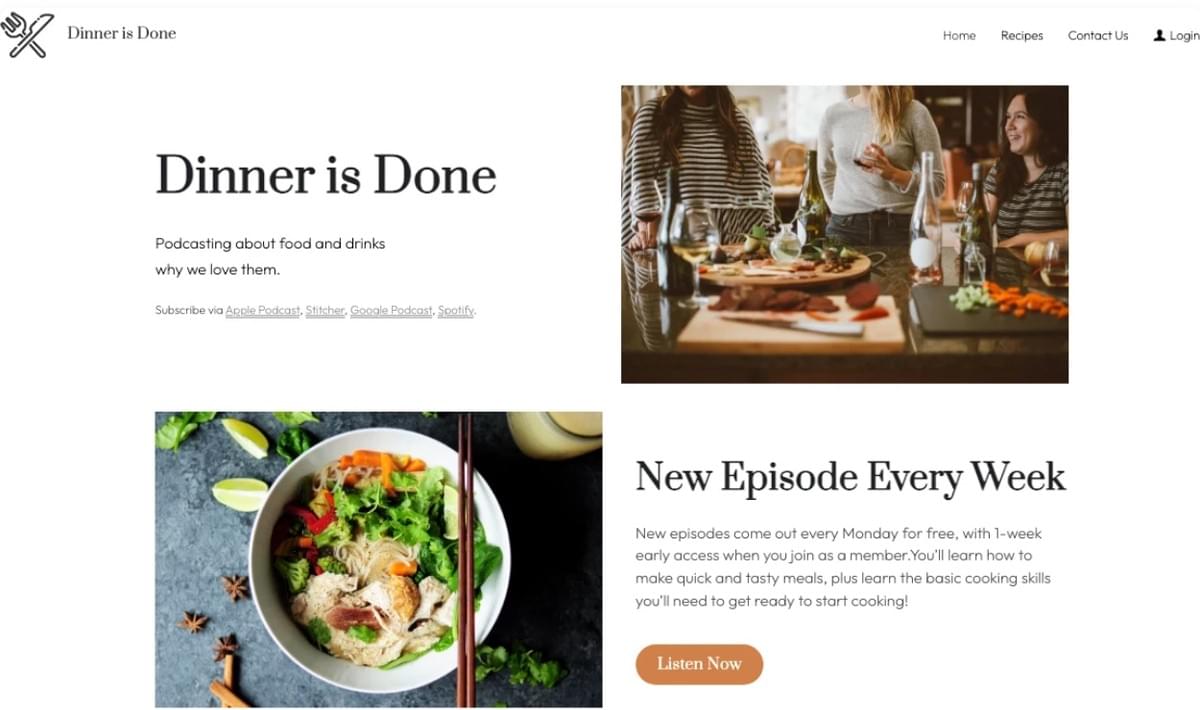 Dinner is Done Sjabloon van Strikingly