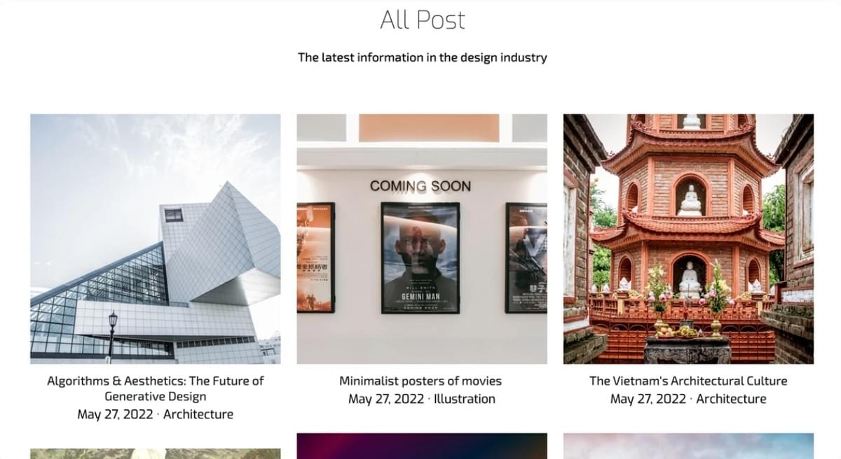 Design Corner zakelijke blog sjabloon van Strikingly