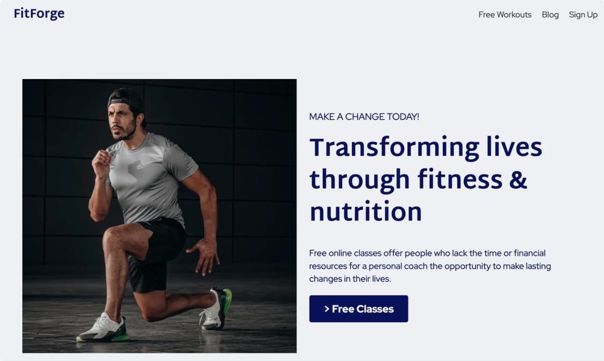 Modelo FitForge da Strikingly