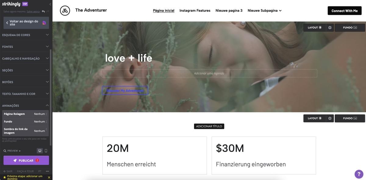 Editor de sites impressionante