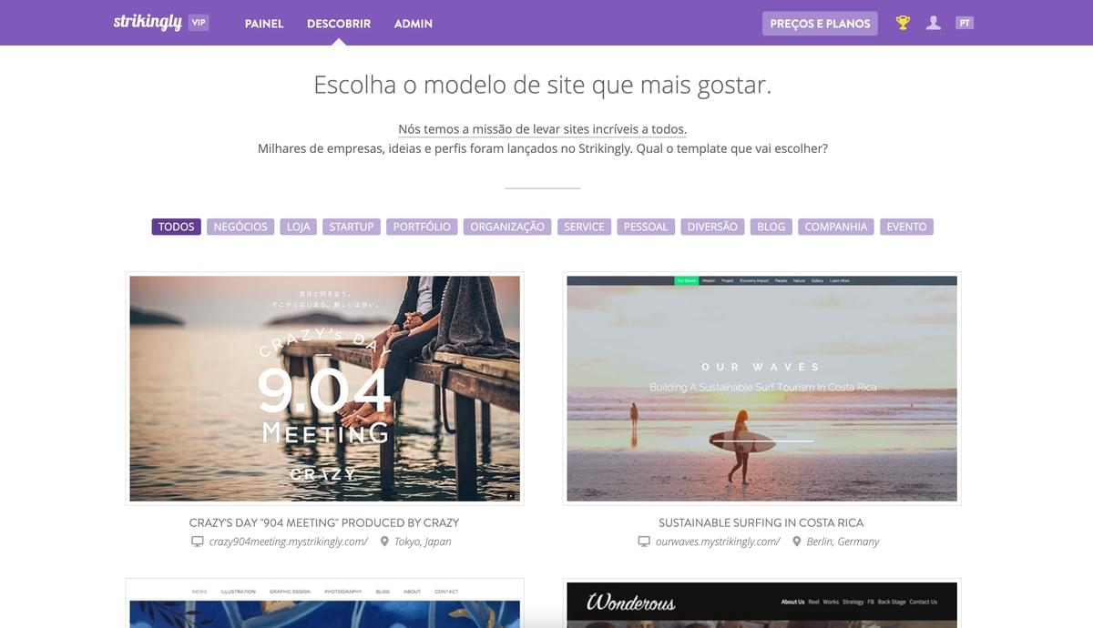 Maravilhas da Web: Ideias de Design de Página Inicial - Utilizando Strikingly Para Designs Impressionantes