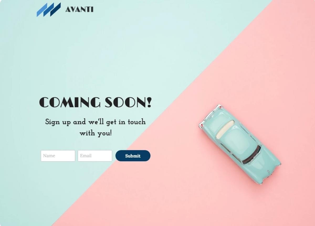 Avanti Onder Constructie Sjabloon van Strikingly