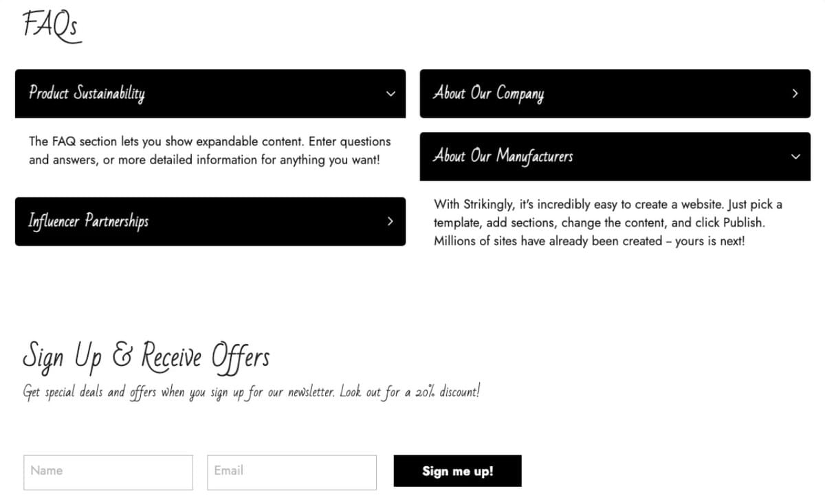 Template de Maquiagem Freshtone da Strikingly