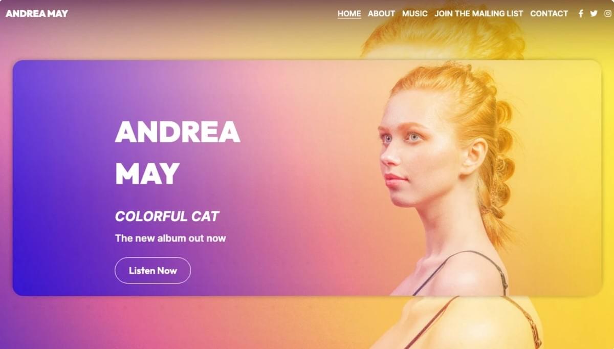 Andrea Vorlage von Strikingly