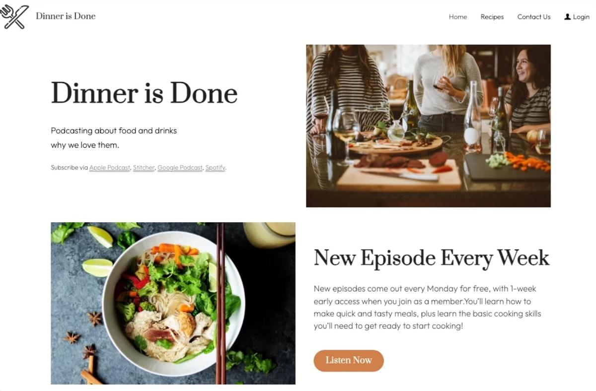 Modelo de Marketing para Blog "Dinner is Done"