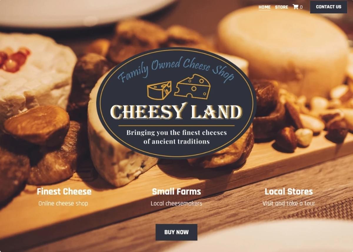 Cheesy Land Online Winkel Sjabloon van Strikingly