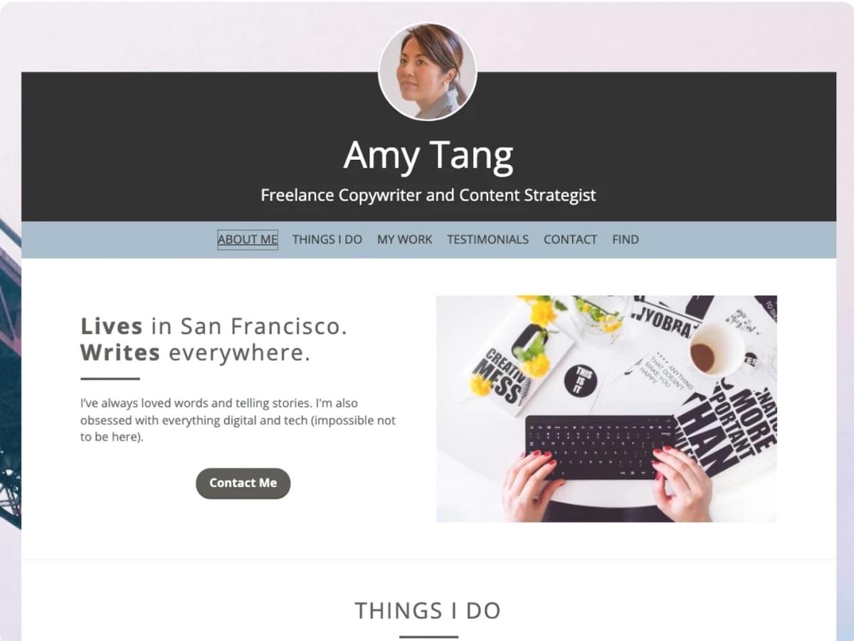 Biografia do site a partir do modelo de perfil