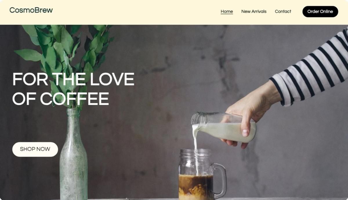 CosmoBrew Online Winkel Sjabloon van Strikingly