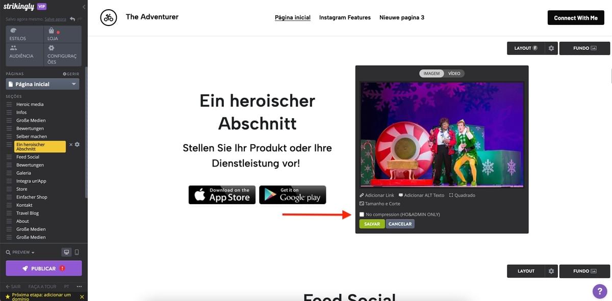 Design de página inicial com Strikingly - Chamada para Ação (CTA)