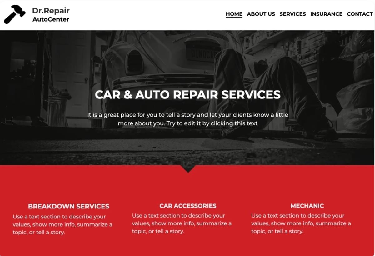 Mechanische Website-Designvorlage für kleine Unternehmen