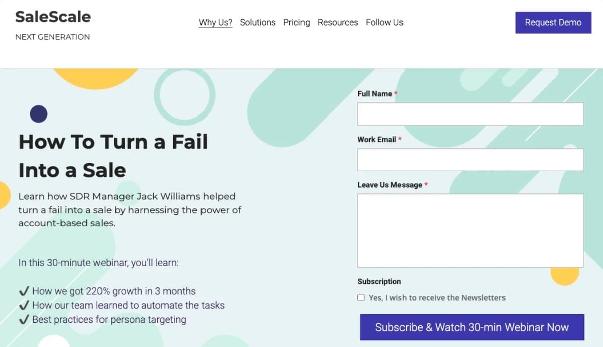 Template SaleScale da Strikingly