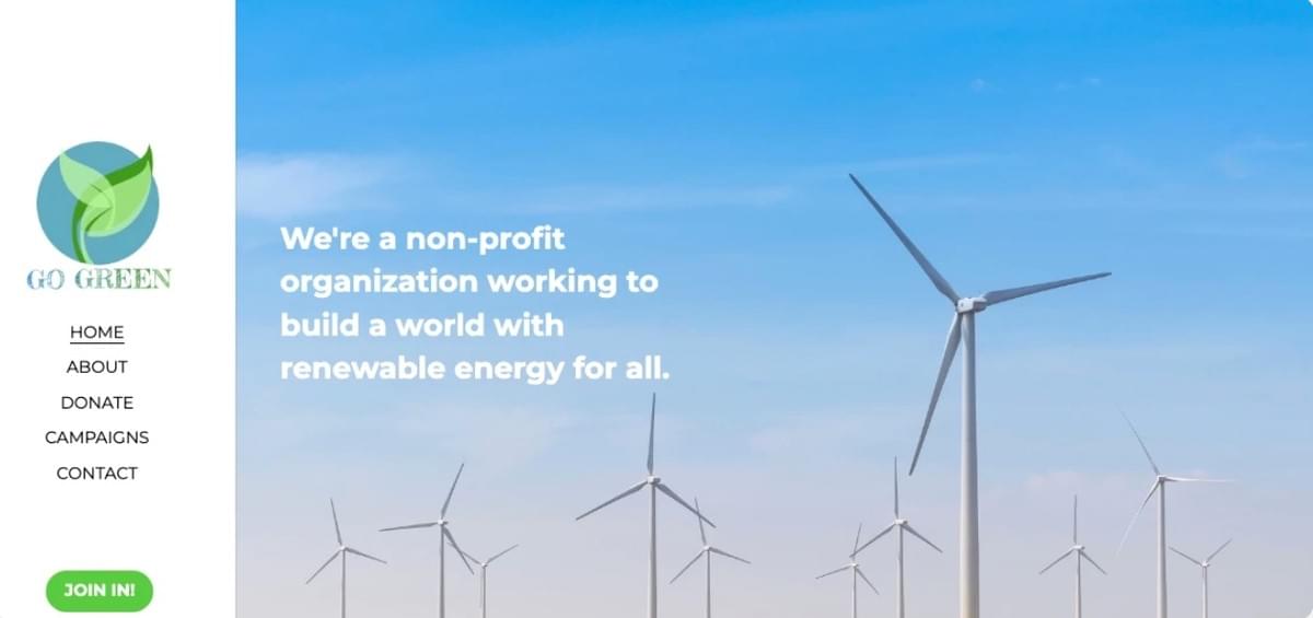 Go Green-sjabloon van Strikingly