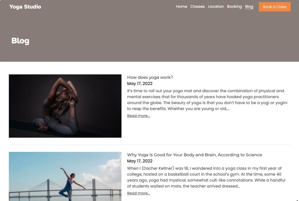 Yoga Sjabloon van Strikingly